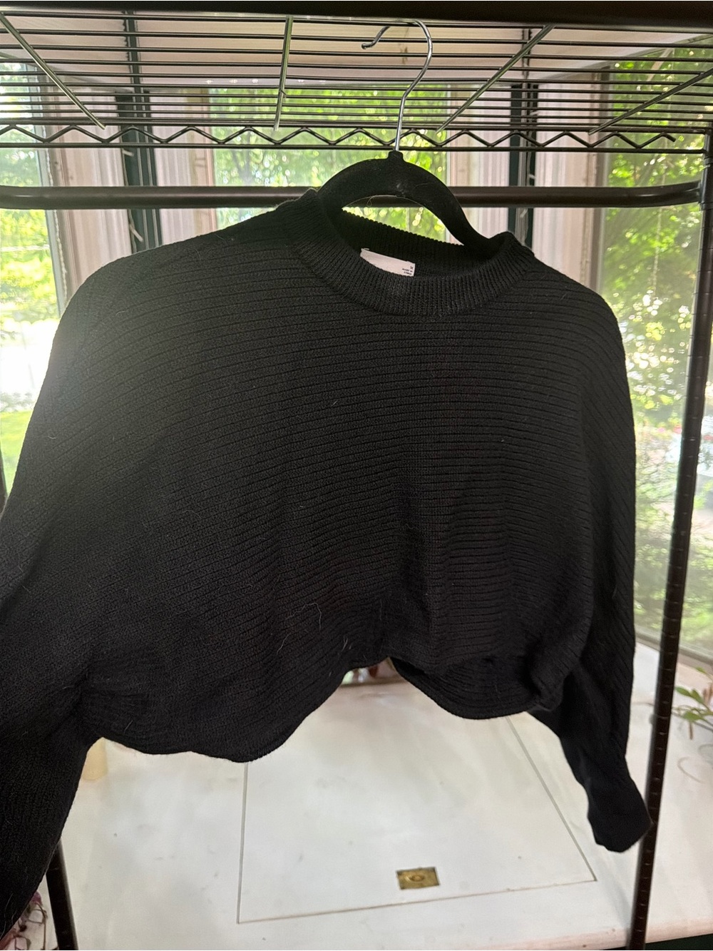 Wilfred Black Cropped Ribbed Crewneck Sweater